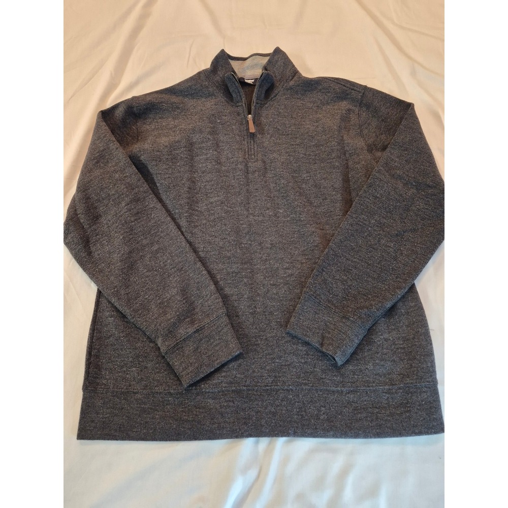 Lands End Mens Quarter Zip Pullover Sweater Gray Heather L 42-44 Cotton Blend - Picture 7 of 10